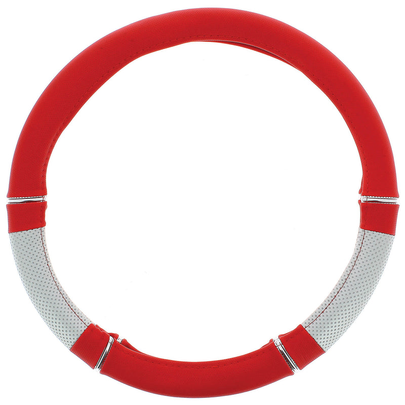 Auto stuurhoes rood / zilver PVC -power-