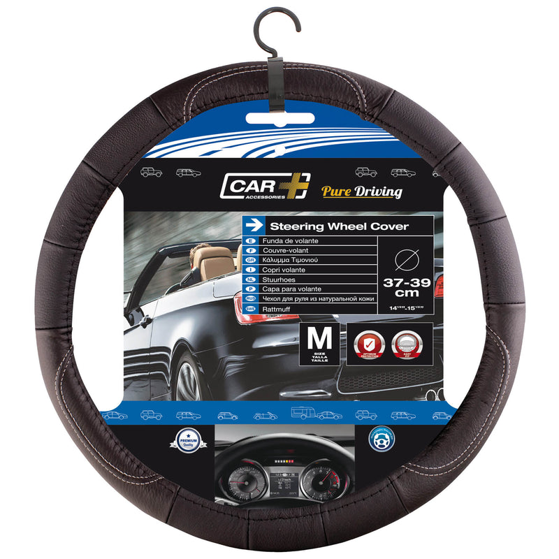 Auto stuurhoes zwart leer hoge kwaliteit 37-39 cm
