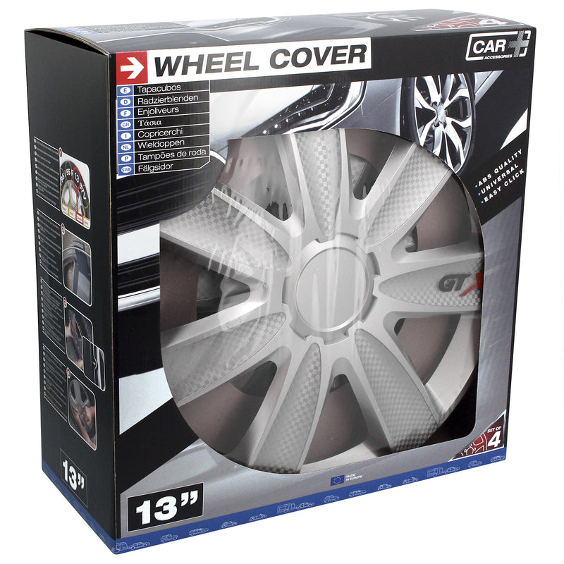 Wieldoppen Set 13" GTX". Koolstof- Zilver