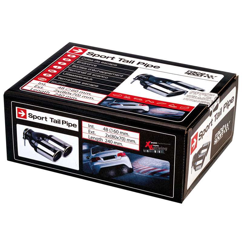 Uitlaatsierstuk dubbel 2x80x70mm met klem