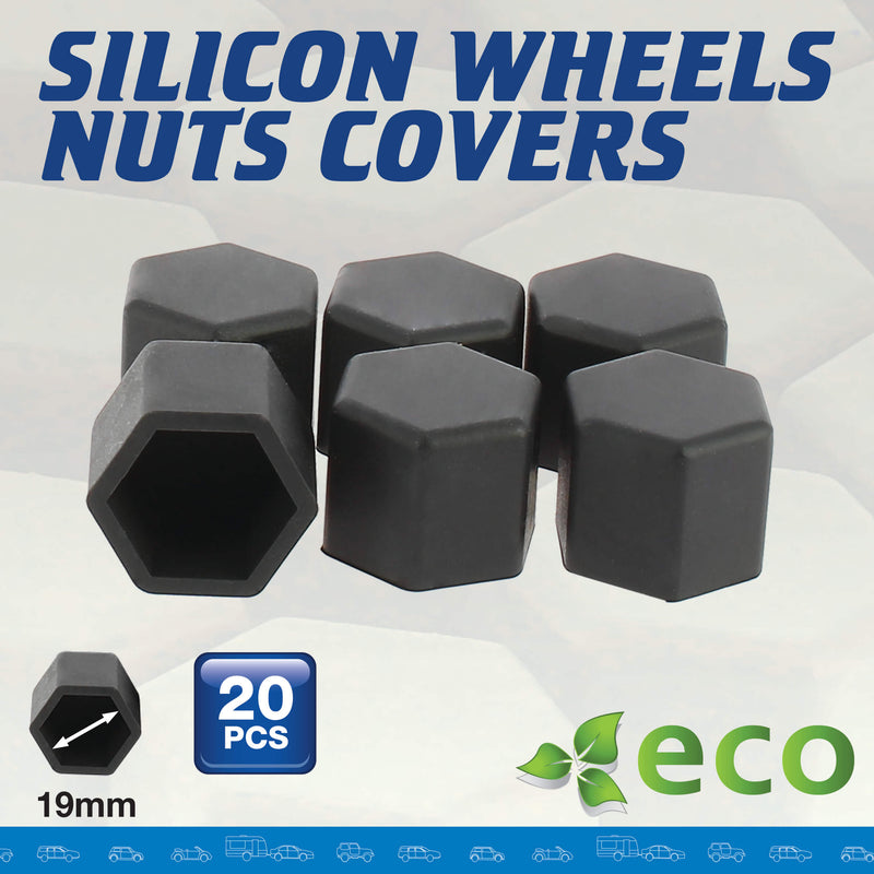 Siliconen wielmoerdoppen - zwart - 19mm set 20 stuks