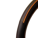 Auto stuurhoes zwart leer met orange line en stiksel 37-39cm