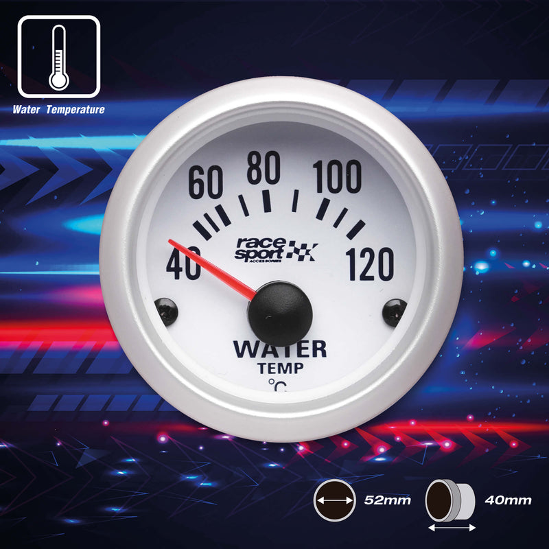 Water temperatuur meter wit 52mm 12v