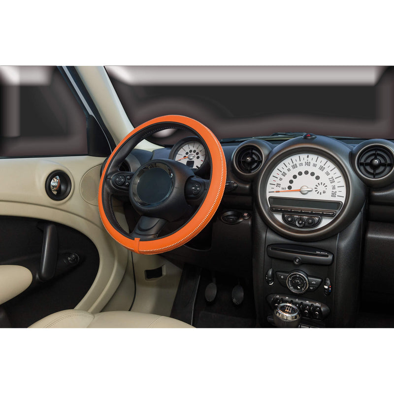 Stuurhoes auto universeel type Artisan orange met wit sticks