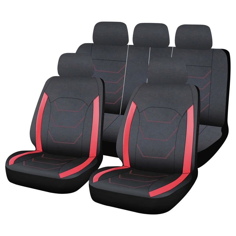 Stoelhoezen set Napoles 12-delig zwart-rood