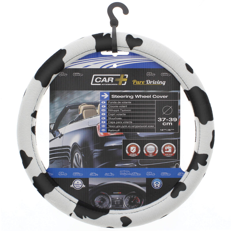 Auto stuurhoes koe print zwart-wit look - stof