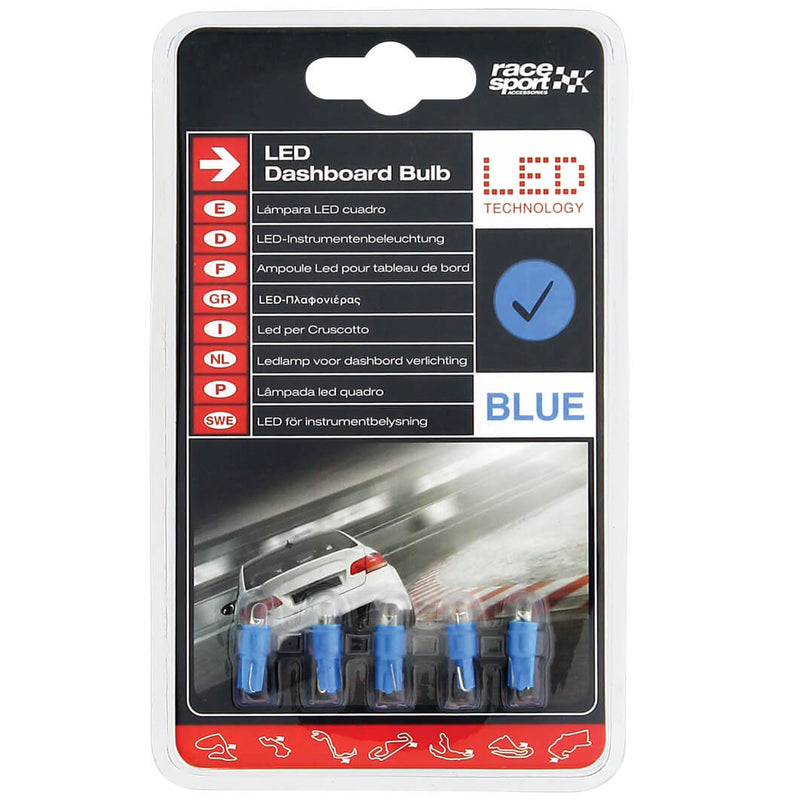 Autolamp LED T5 12v W2x46D 5st blauw 15x5mm